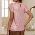 thumbnail image 7 of XIAfhje Women's Sequin Tops Short Sleeve Round Neck Glitter Sparkly Party Blouse Regular Fit Going Out Shirt Clubwear Cocktail Shirt for Night Club Party Performance Costume, 7 of 7