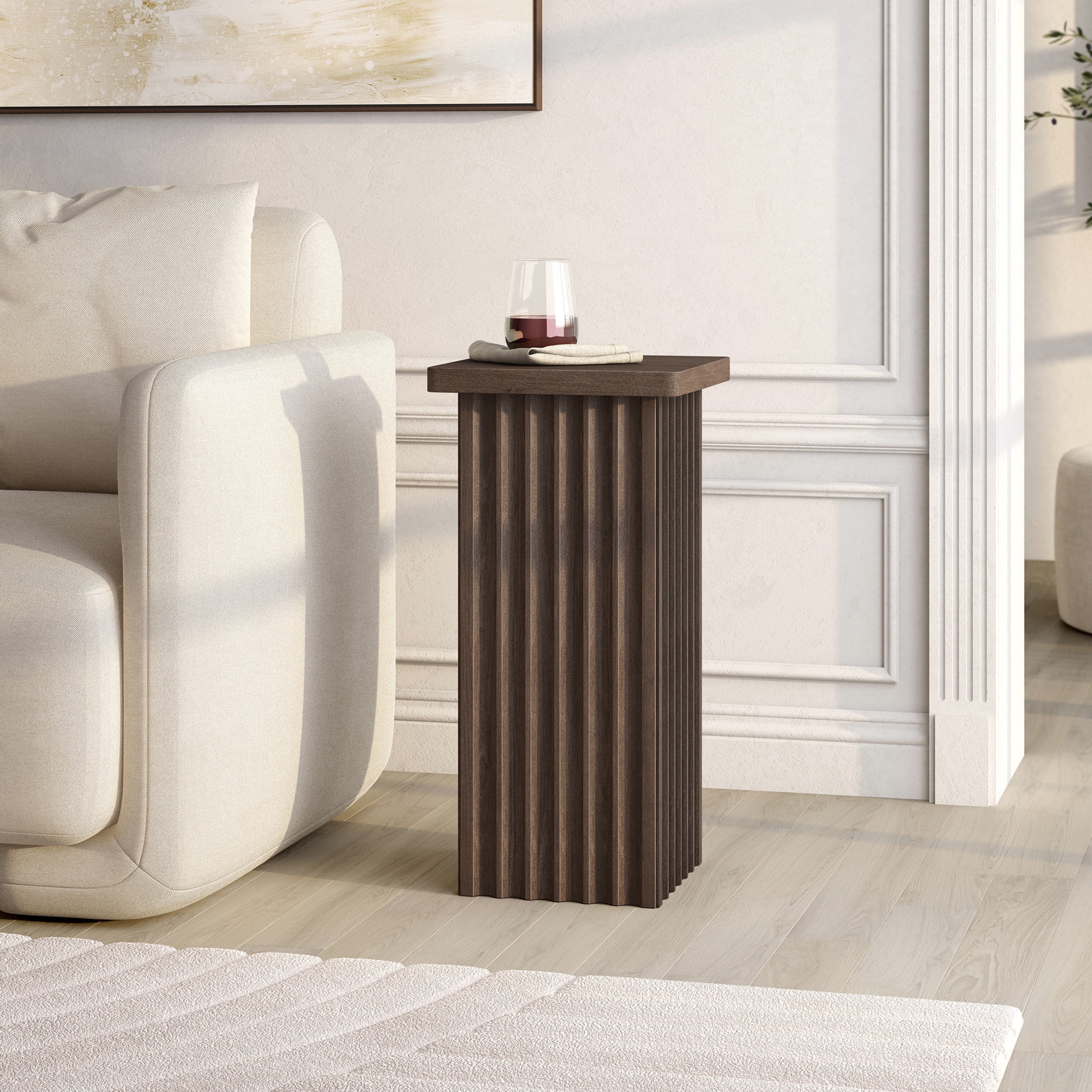 Evelyn&Zoe Modern/Contemporary 10.75" Wide Brown Oak Side Table