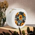 thumbnail image 6 of Naloa Vintage Sunflowes Round Jewelry Box, Travel Jewelry Organizer, 3.9 x 3.9 x 2in Jewelry Storage Box for Women-White, 6 of 7