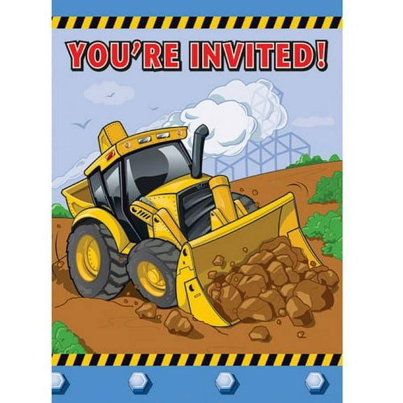 Construction Invitations w/ Envelopes (12ct)