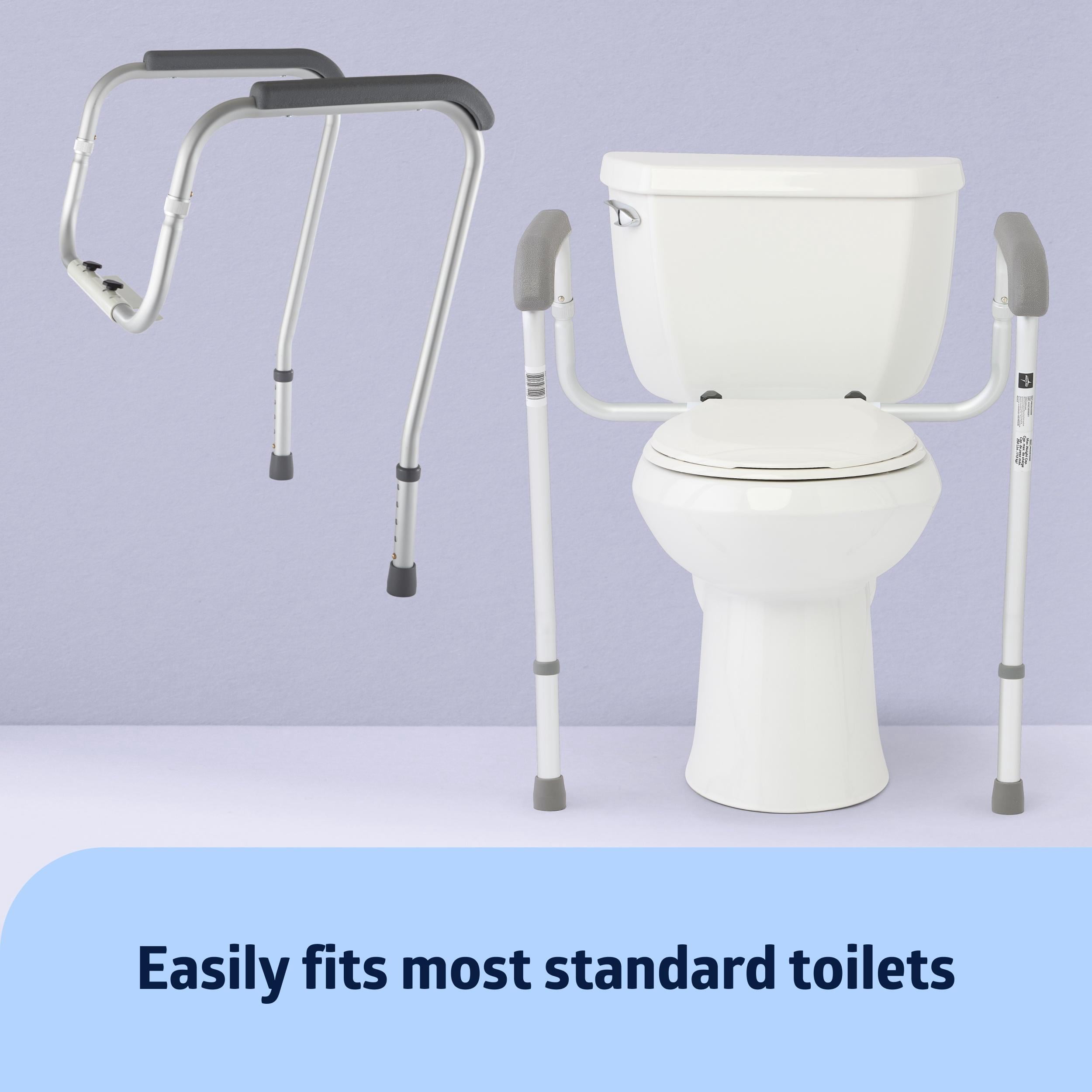 Medline Toilet Safety Rails, Height Adjustable Toilet Frame, 250 lb. Weight Capacity