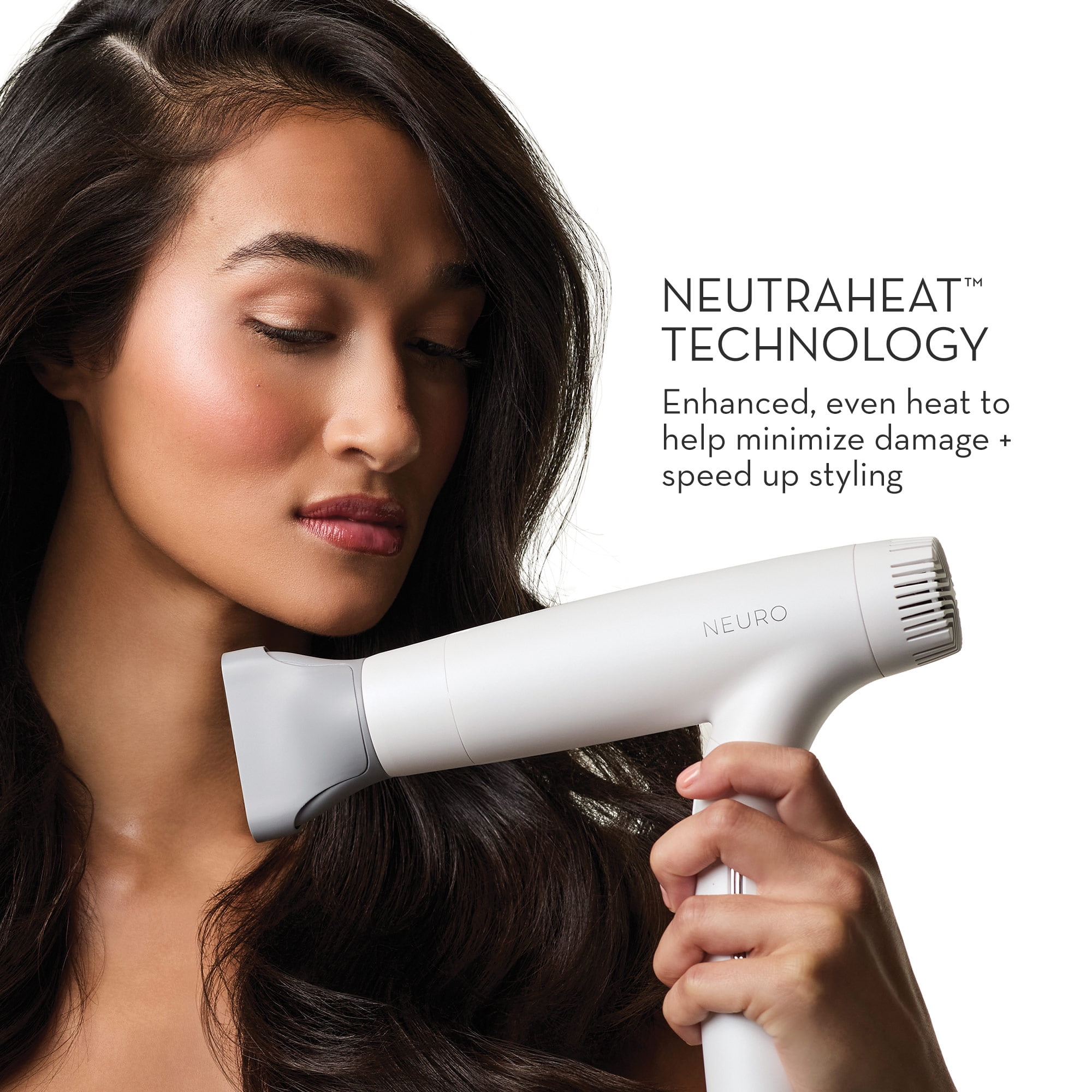 Neuro by Paul Mitchell Dry+ Global Edition Auto Dual Voltage Hair Dryer with Storage Bag For Worldwide Travel, Pearlescent White