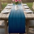 thumbnail image 4 of Navy Blue Ombre Table Runner - 72 Inch Long Contemporary Gradient Abstract Art Cotton and Linen Blended Dress Scarves Farmhouse Table Runner for Kitchen Dining, Coffee Table, 13" x 72", 4 of 8