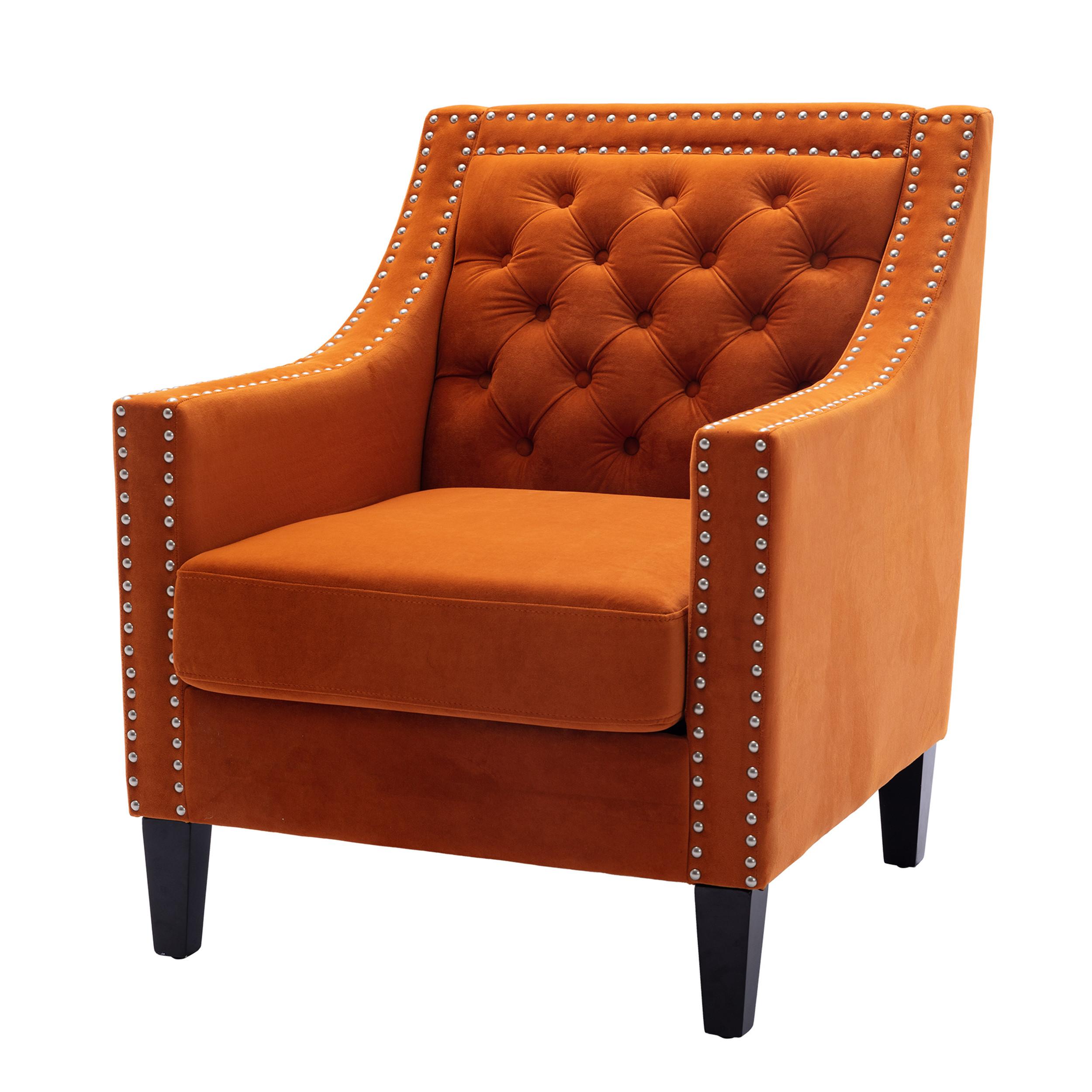 Nouvelle Modern Orange Leather Donut Accent Chair