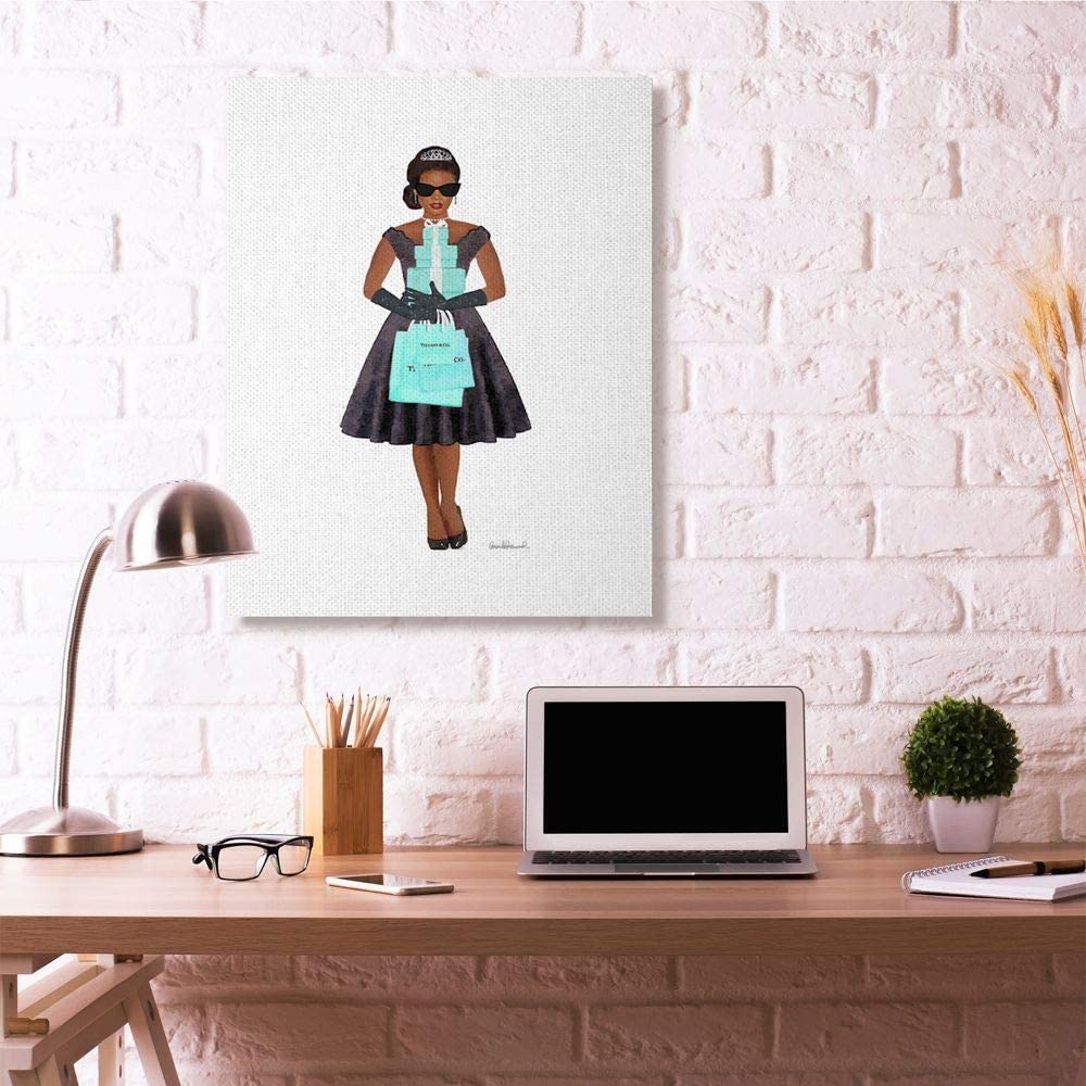 Stupell Industries Woman Shopping Blue Glam Fashion Watercolor Canvas Wall Art by Amanda Greenwood