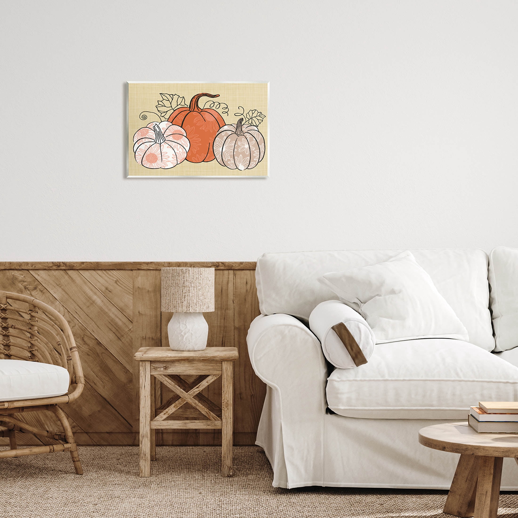 Autumnal Pumpkins Sunflower Pattern Holiday Graphic Art Unframed Art Print Wall Art