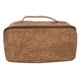 thumbnail image 2 of Neceser de maquillaje ANGGREK gran capacidad marrón claro resistente a los arañazos elegante impermeable cierre de cremallera Bolsa de cosméticos de Cuero PU con asa para viajes, 2 of 8