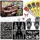 thumbnail image 1 of wonima02 Temporary Stencils Tattoos Kit, Tattoo Cones 4 Pcs 3 Color (2 Black 1 Maroon 1 Cherry Red) with Gloves Brush Tool,DIY Body Art Skin Painting Designs for Women Men Kids Party Gifts, 1 of 1