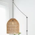 thumbnail image 6 of JONATHAN Y Koda 13" 1-Light Farmhouse Coastal Bohemian Rattan 180" Cord Plug-In or Hardwired LED Pendant, Brown, 6 of 10