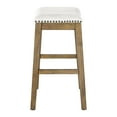 thumbnail image 4 of Saddle Stool 24" in Linen White Fabric With Medium Oak Wood Finish 2-Pack, 4 of 12