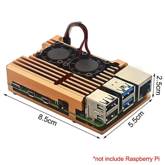 pitrice 4 Model B Dual Fans CNC Aluminum Alloy Case Metal 4 Color Shell with Heat Sinks for Raspberry Pi 4B