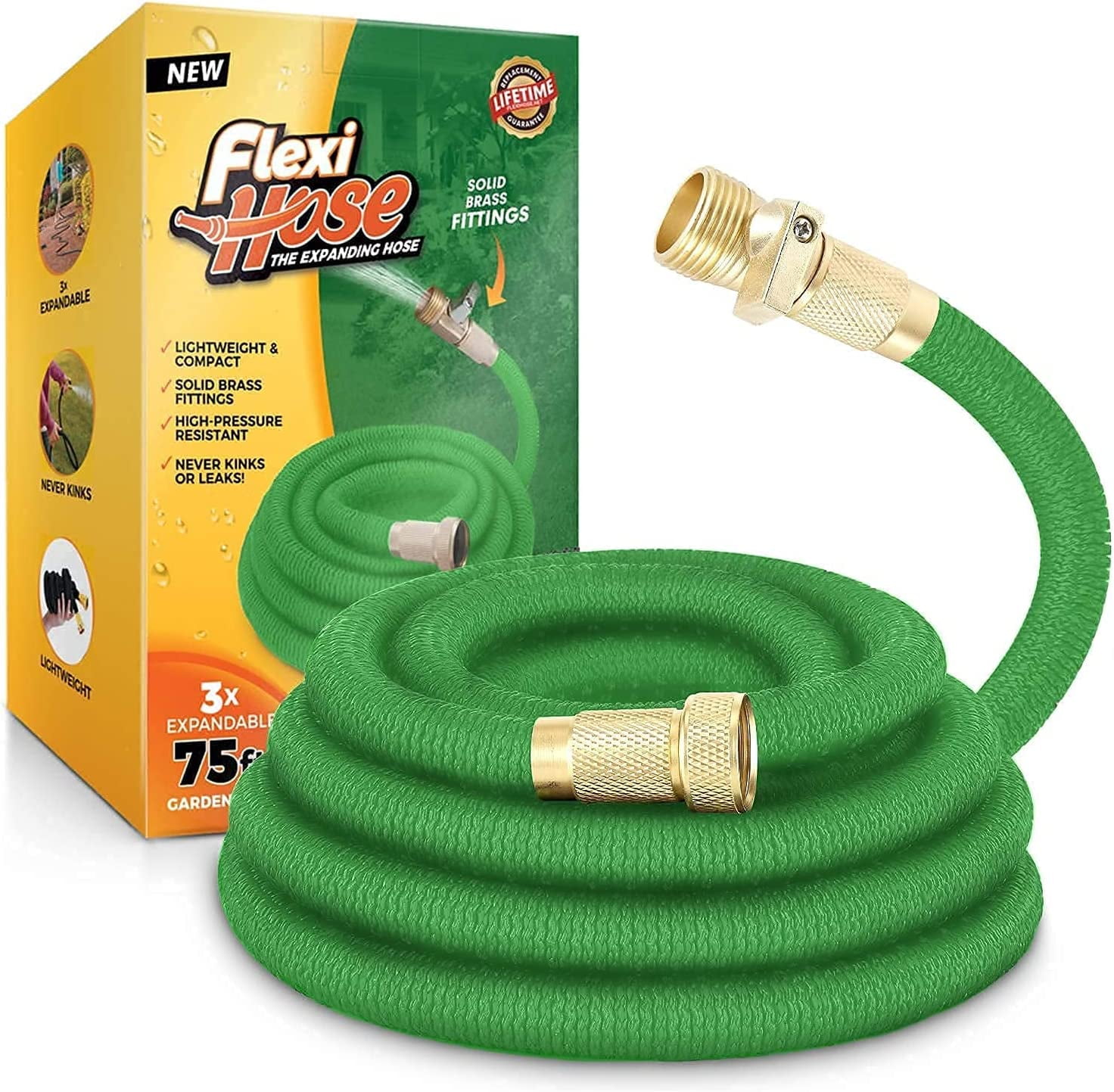 Flexi Hose GREEN MONSTAH 75 ft Garden Hose Expandable Water Hose