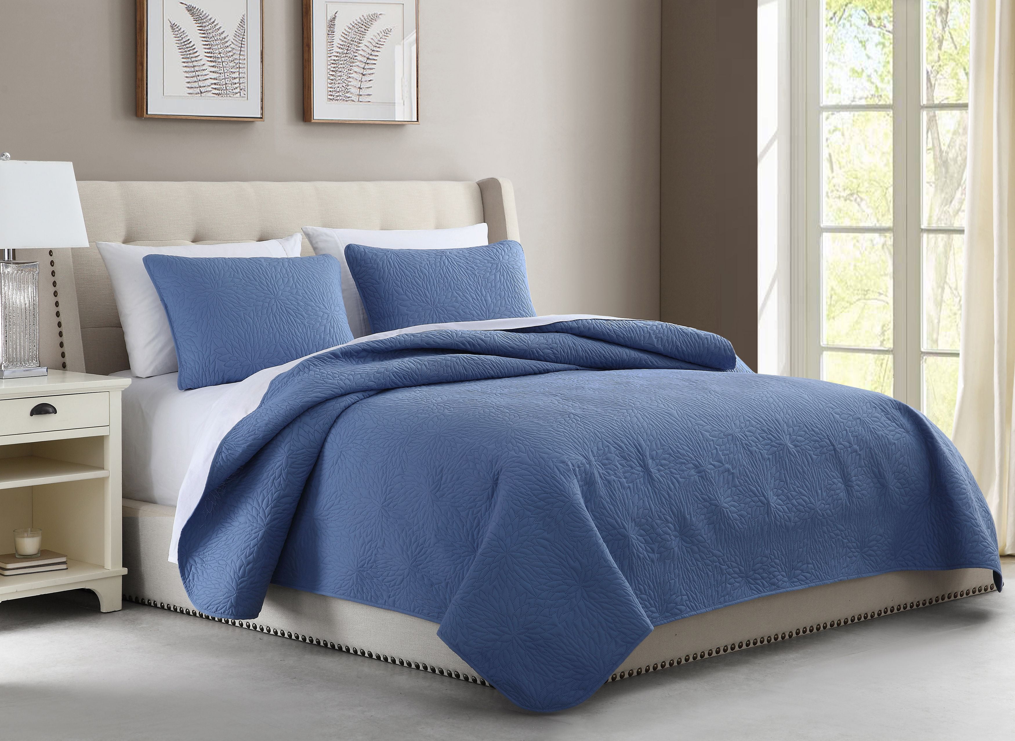 Cozy Bedding Aidee Coverlet Set Lightweight Leafage Pattern Design