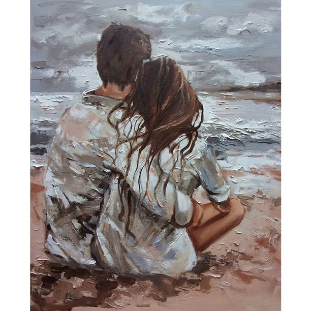 Pintura de diamante 5D DIY Taladro redondo completo Kit de amantes de la playa Decoración para el hogar (E2025) Hugtrwg Para estrenar