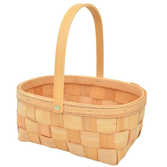 GOOHOCHY Cesta tejida de madera con asa para frutas y verduras, cesta duradera para huevos