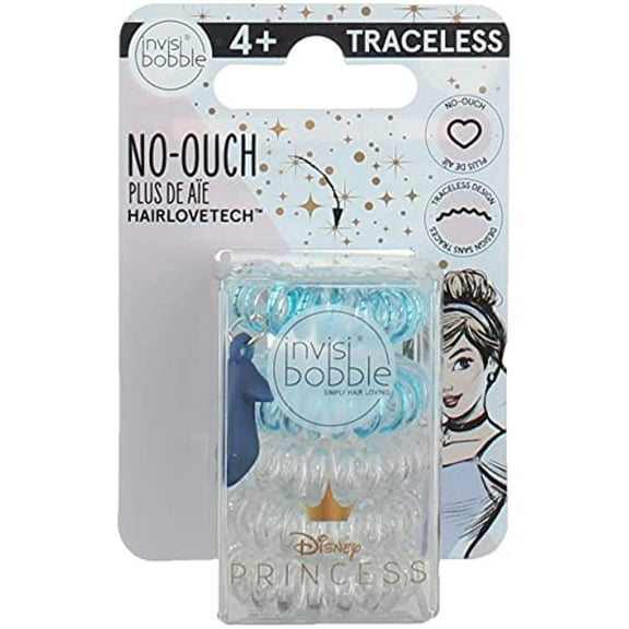 invisibobble Kids Spiral Hair Ring - No-Ouch Coil Hair Ties with Strong Grip, Non-Soaking, High Wearing Comfort Updo Tool for Girls Toddlers and Kids (Princess Cinderella (5-Pack))