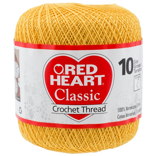 Red Heart Classic Crochet Thread Size 10, Golden Yellow - Walmart.com