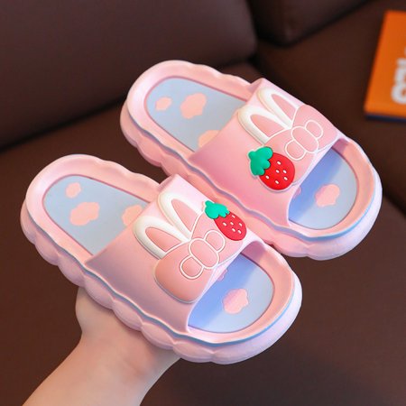 

JIAGEYA Girls Boys Cartoon Bunny Strawberry Cloud Slides Slippers Comfy Lightweight Non Slip Shoes For Indoor Outdoor Shower Bathroom Spring And Summer