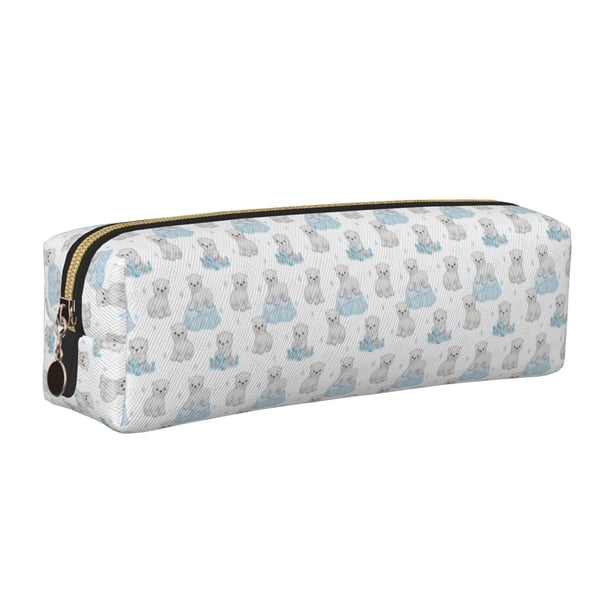 Disketp Playful Polar Bear Pals Estuche de Lápices de Cuero con Cierre, Estuche Compacto para Papelería, Bolígrafos y Accesorios Pequeños