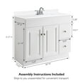 thumbnail image 6 of Design House 36" Solid Wood Wyndham Ready to Assemble Bathroom Vanity, White, 6 of 14