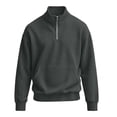 thumbnail image 3 of Fmbrln Fall Winter Mens Quarter Zip Sweatshirt Knit Stand Collar Long Sleeve Shirts Solid Color Pullover Tops with pocket Dark Gray XL, 3 of 6