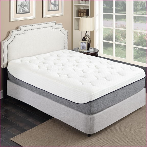Mattresses 13 in. Medium Gel Memory Foam Queen Size with Double Layered Jacquard Cover | Polyester | Grey White