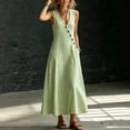 thumbnail image 6 of Snorda Women's Striped Dress Summer Round Neck Sleeveless Striped Solid Color Casual Dress Flowy Sundress Ideal for Daily Wear Beach Vacation & Party, 6 of 7
