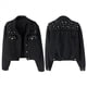 thumbnail image 2 of Chaqueta Vaquera Extragrande para Mujer con Perlas Bordadas y Abalorios Negro XL, 2 of 5