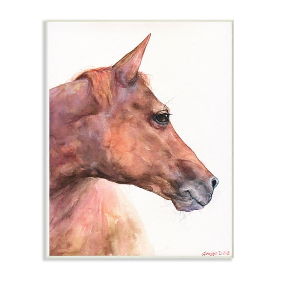Stupell Industries Horse Head Animal Watercolor Painting Wall Plaque Art by George Dyachenko