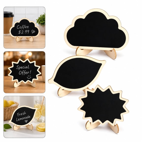 30 Pack Mini Chalkboard Signs, Cloud Lemon Sea Urchin Shape Wooden Blackboard Table Top Signs, Rustic Cafe Menu Board for Wedding Party Restaurant