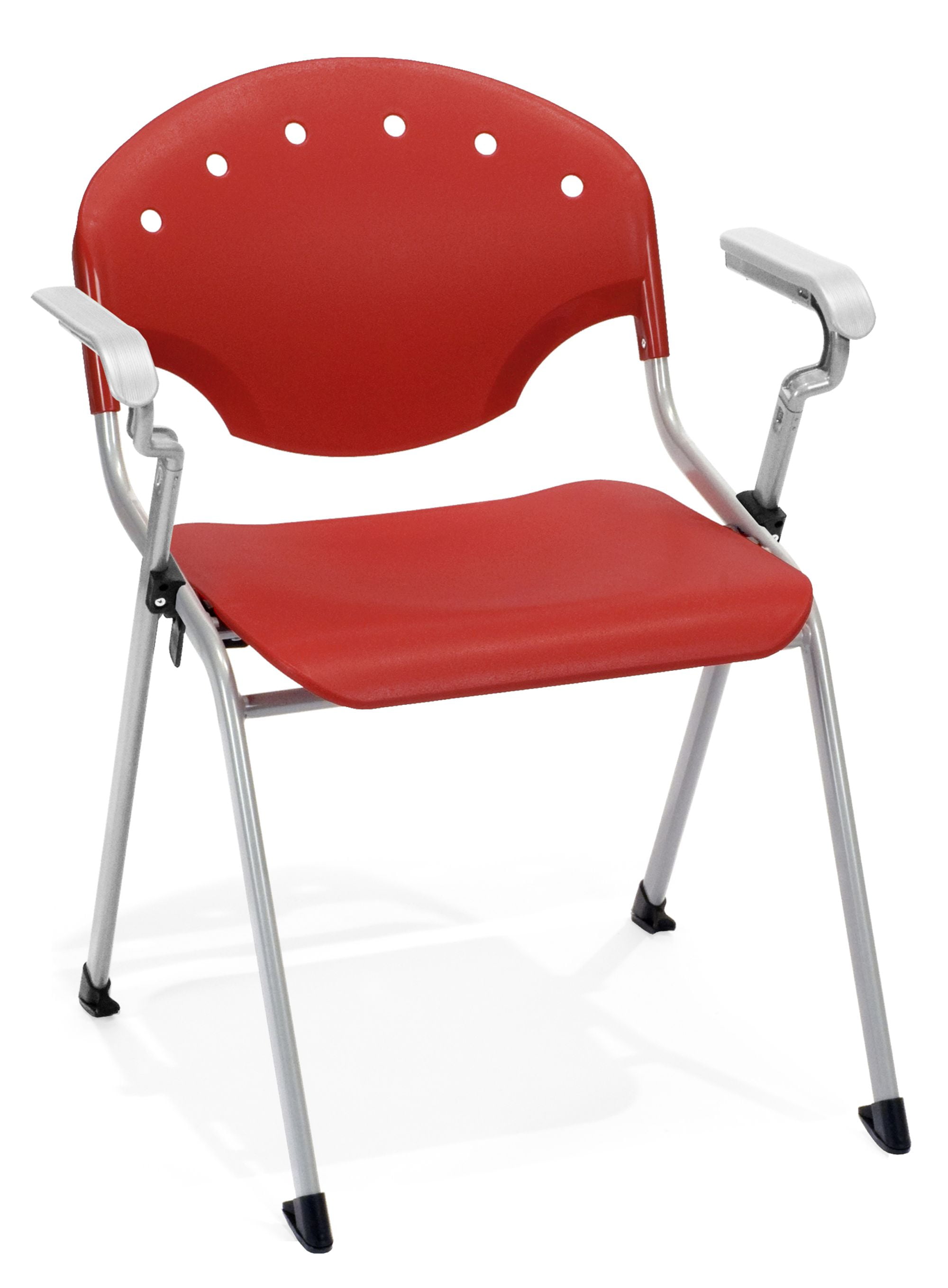 OFM Rico Series Model 306 Plastic Stack Chair with Arms, Red