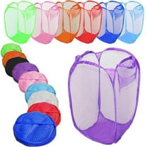 Tropical Leaf Portable Mesh Laundry Basket, Navy Blue