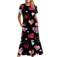 thumbnail image 1 of Jusqu'à 65 % de Réduction! Robes d'Été Mode pour Femmes 2024 Grande Taille Décontractée Manches Courtes Col Rond Robe Fluide à Étages Robe de Plage avec Poches Robe Imprimée de la Saint-Valentin, 1 of 4