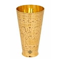 thumbnail image 2 of Indian Art Villa, Brass Lassi Glass, Embossed Flower Design, Decorative, 6.5" Height, 2 of 4