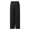 thumbnail image 5 of Huowey Women's Pants Casual High Waist Palazzo Pants Flowy Beach Trousers Summer Comfortable Elastic Waist Wide Leg Chiffon Outfit, 5 of 5