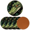 thumbnail image 2 of Crocodile Elegant Microfiber Leather Round Coasters (6PCS) – 11x11 cm/4.3x4.3 in Set for Drinks, Table , Home Decor, 2 of 6