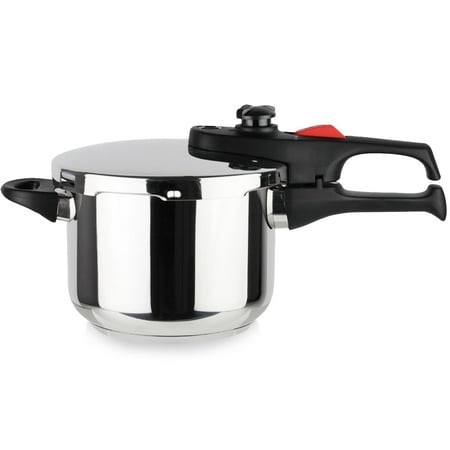 MAGEFESA Practika Plus 3.4-Quart Stainless Steel Pressure Cooker, Induction Compatible, Even Heat Distribution, 5-Layer Encapsulated Base, 5 Safety Features