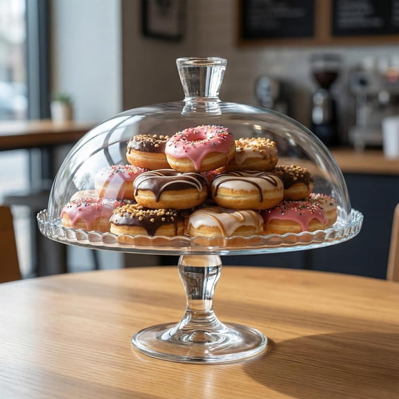 Elegant Glass Cake Plate with Dome for Desserts and Parties
