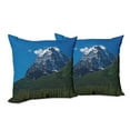 thumbnail image 6 of Ambesonne Mountain Throw Pillow Cover 2 Pack, Snowy Peaks Trees Park, 24", Green Blue White, 6 of 6