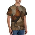 thumbnail image 2 of Vsdgher Oil Painting Chicken And Duck Print Men's Dry Fit Mesh Athletic Shirts Moisture Wicking Tennis T-Shirt Tops, 2 of 9