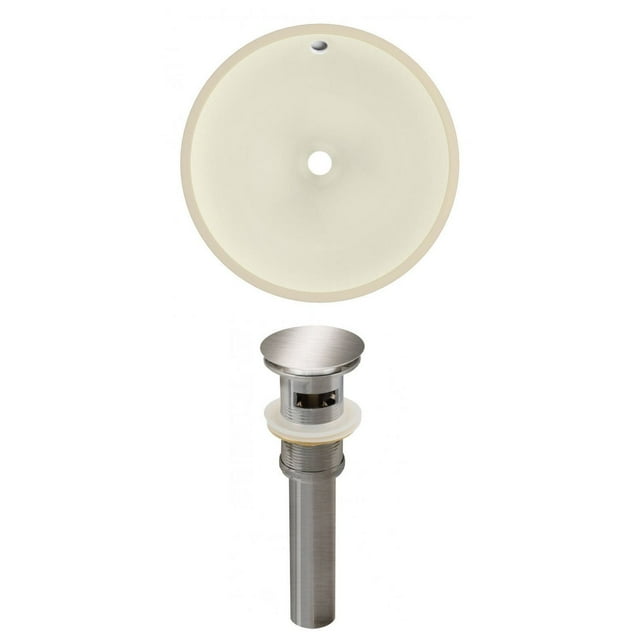 16-in. W Round Bathroom Undermount Sink Set In Biscuit - Brushed Nickel Hardware - Overflow Drain Incl. AI-24821