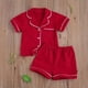thumbnail image 3 of Pijamas navideños para bebé, niño y niña, camisa de manga larga con estampado de cuadros rojos, cuello de solapa, botones, pantalones, ropa de dormir, 3 of 4