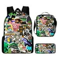 thumbnail image 1 of MINECRAFT Sac d'École Sac à Dos Ensemble Trois Pièces Sac à lunch Sac de Papeterie, 1 of 5