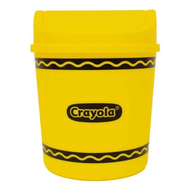 Bote para Basura Crayola de Plástico Diseño Amarillo Cilíndrico con Tapa Balancín 2 Litros