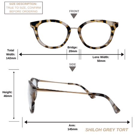 TWELVE - Shiloh - Blue Light Blocking Glasses - UV & Bluelight Filtering - Anti-Glare - For Computer and Gaming - Reduce Digital Eye Strain - Non-Prescription - Trendy Round Frame - Grey Tortoise Gold