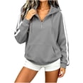thumbnail image 5 of CBASIHI Womens Quarter Zip Sweatshirts with Pocket Casual Athletic Loose Fit Long Sleeve Drop Shoulder Fall Workout Hoodie Gray S-2XL, 5 of 8