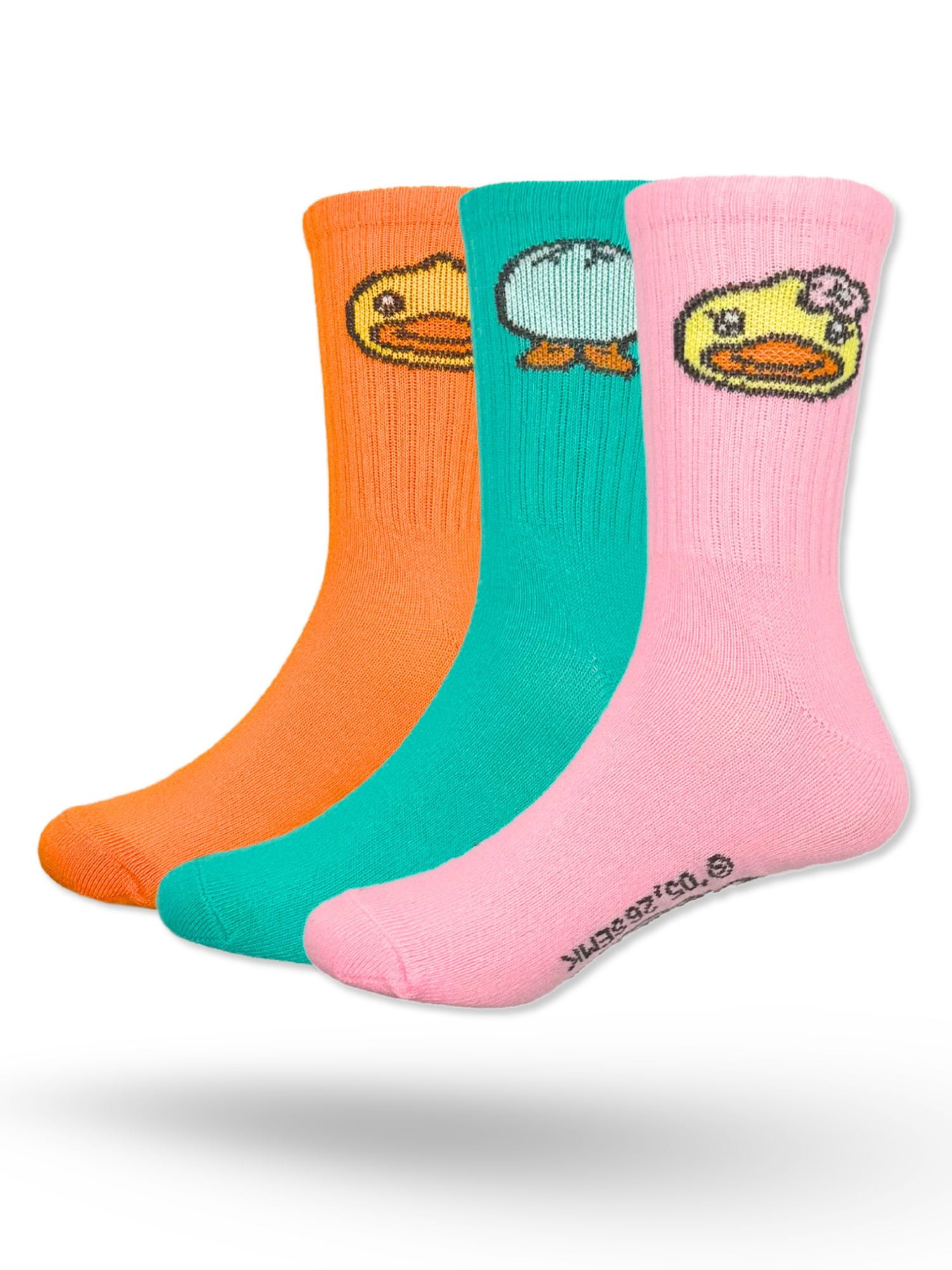 B.Duck Girls Mid-Crew Socks, 3-Pack, Sizes S/M-M/L