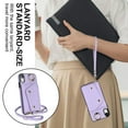 thumbnail image 3 of Crossbody for iPhone XR Phone Case for Women, Wallet Case with Credit Card Holder Shoulder Strap & Wrist Lanyard Shockproof Purse Back Flip 360 Ring Holder Kickstand Case,Purple, 3 of 9