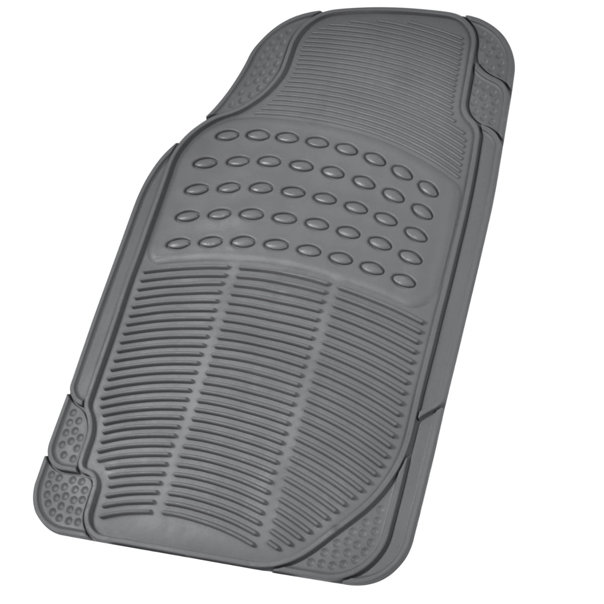 BDK Front Car Rubber Floor Mats, 2-Piece, Black Beige Gray, Heavy Duty