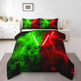 thumbnail image 2 of Erosebridal Ensemble de Literie Géométrique 3D Grand Lit, Couette « Lightsaber », Adolescents, Réversible 3 Pcs, 2 of 8
